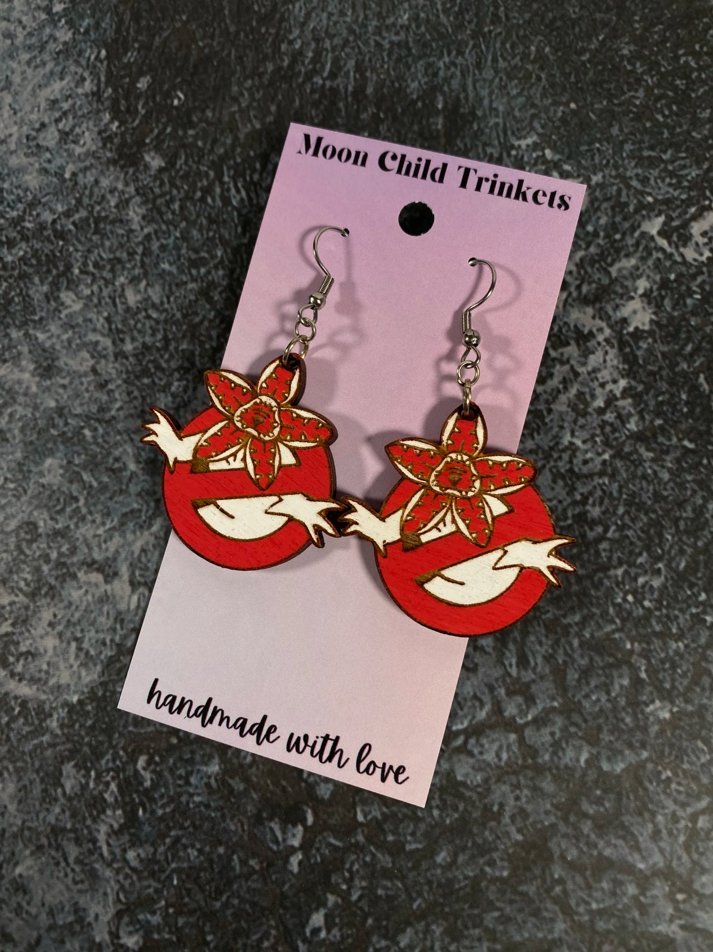 No Demogorgon Hand Painted Wood Dangle Earrings image 1