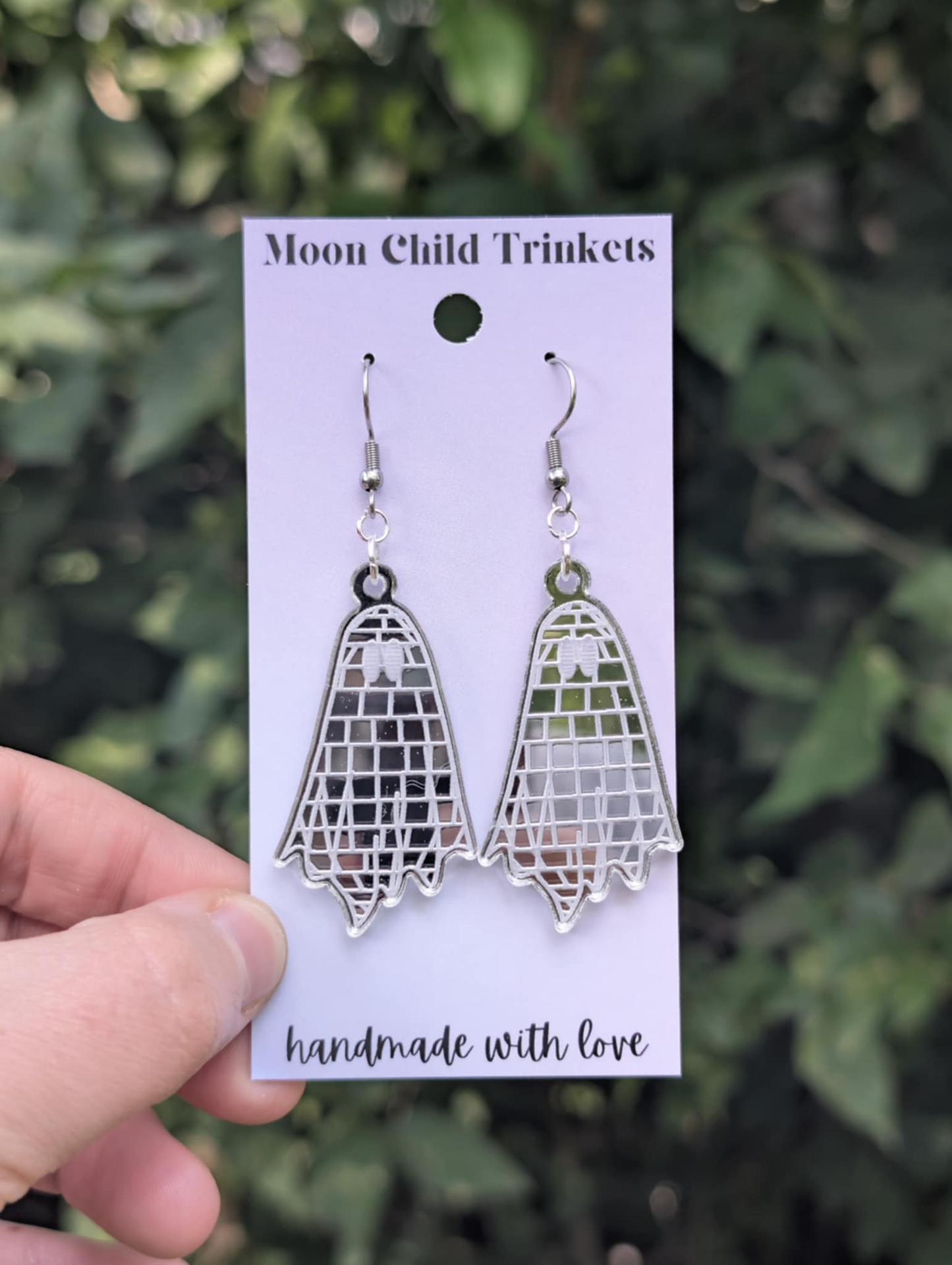 Disco Ball Ghost Acrylic Earrings