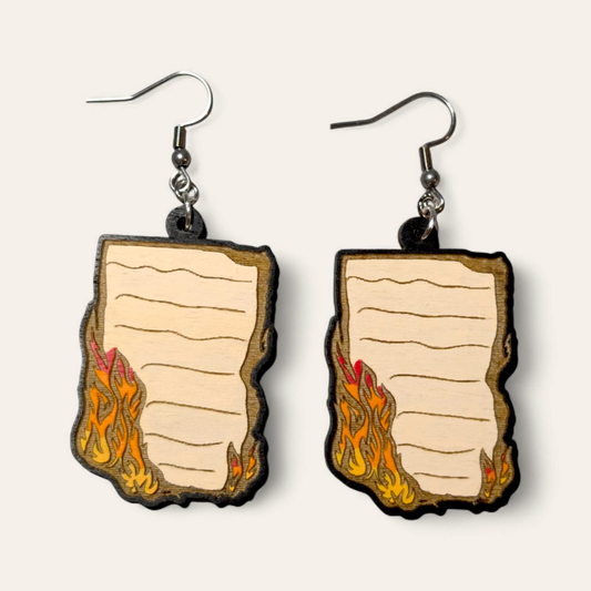 Burn Hamilton Inspired Hand Painted Wood Earrings