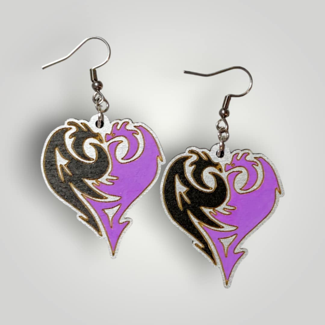 Mal Inspired Descendants Hand Painted Wood Earrings