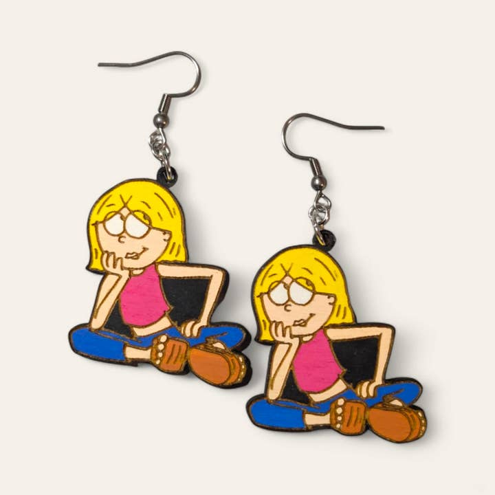 Lizzie McGuire Hand Painted Wood Dangle Earrings