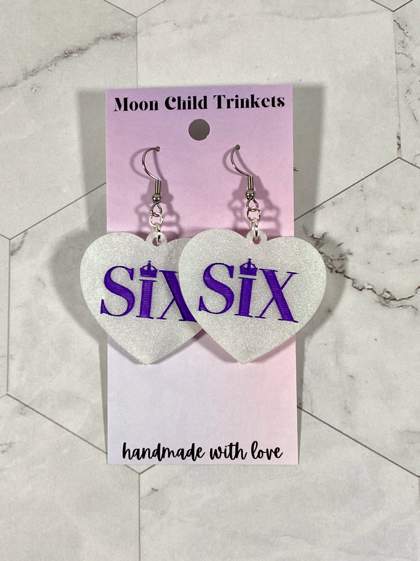 SIX the Musical Inspired Pearlescent Acrylic Earrings image 0