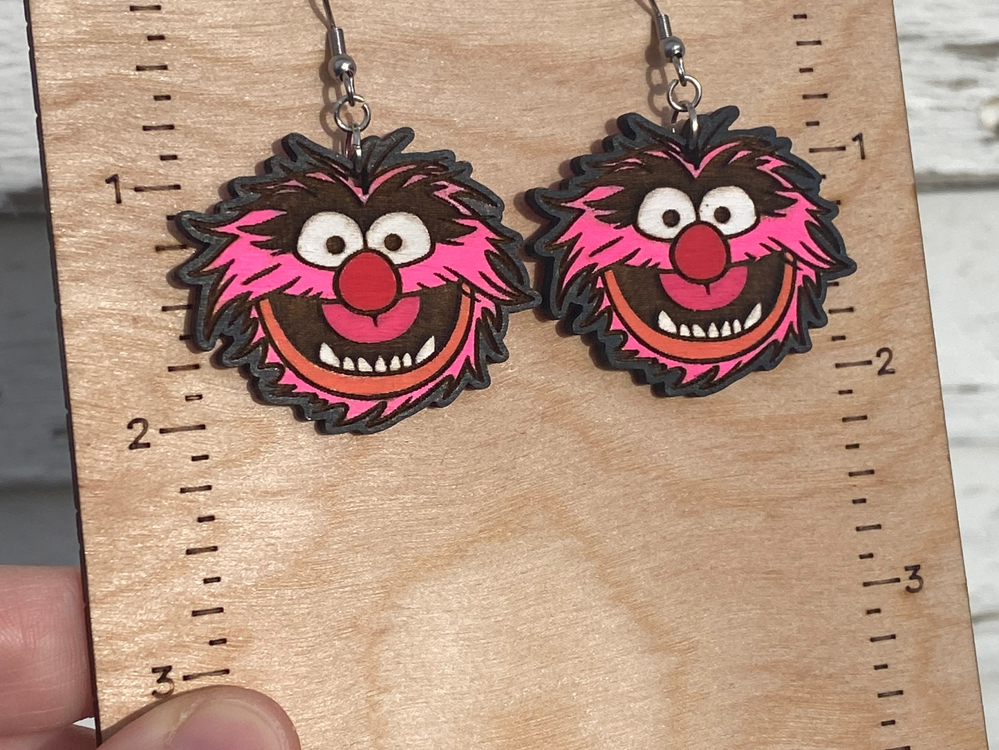Muppets Animal Hand Painted Wood Dangle Earrings