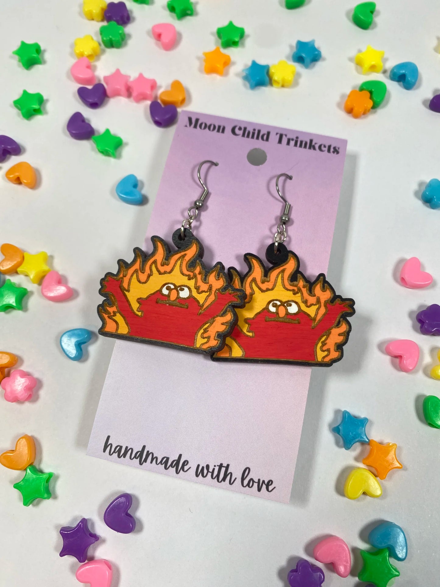 Hellmo Meme Hand Painted Wood Dangle Earrings image 1