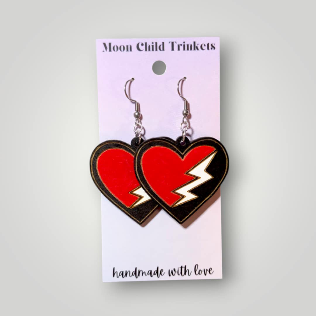 Rise of Red Inspired Descendants Hand Painted Wood Earrings