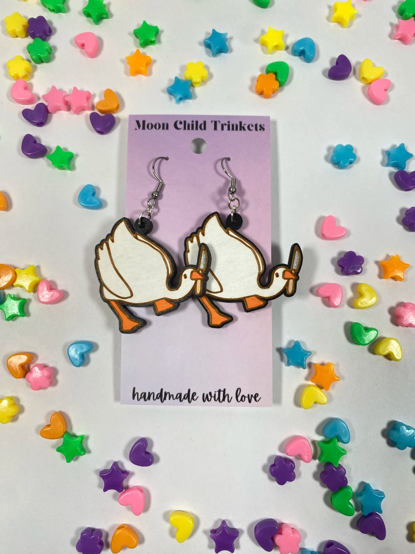 Fed Up Goose Meme Hand Painted Wood Dangle Earrings image 3