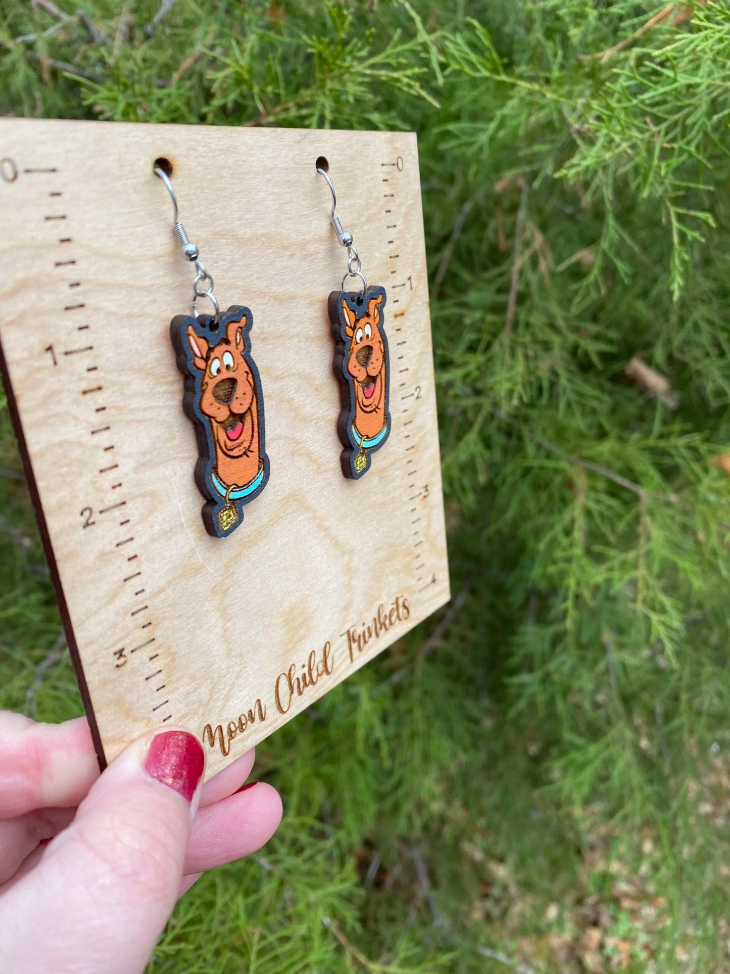 Scooby Doo Hand Painted Wood Dangle Earrings image 1