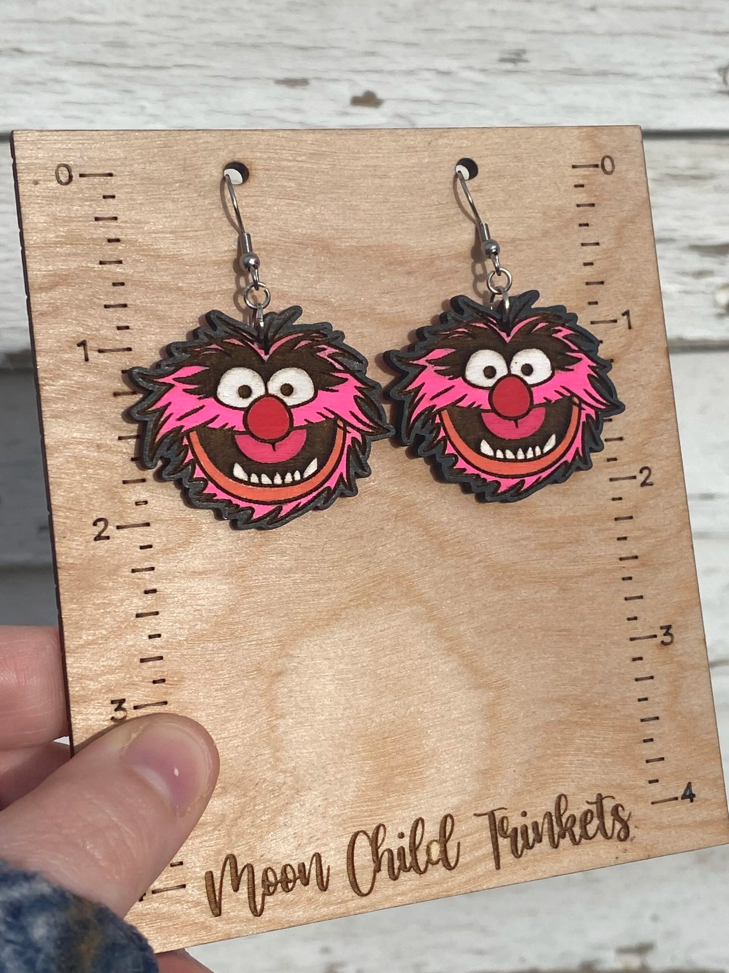 Muppets Animal Hand Painted Wood Dangle Earrings image 1