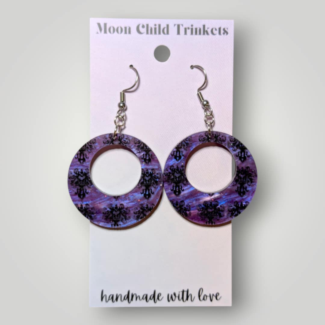 Haunted Mansion Wall Paper Hand Painted Acrylic Earrings