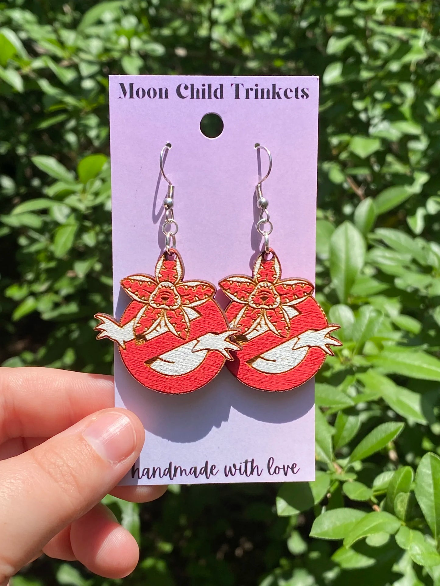 Stranger Things No Demogorgons Hand Painted Wood Earrings image 0