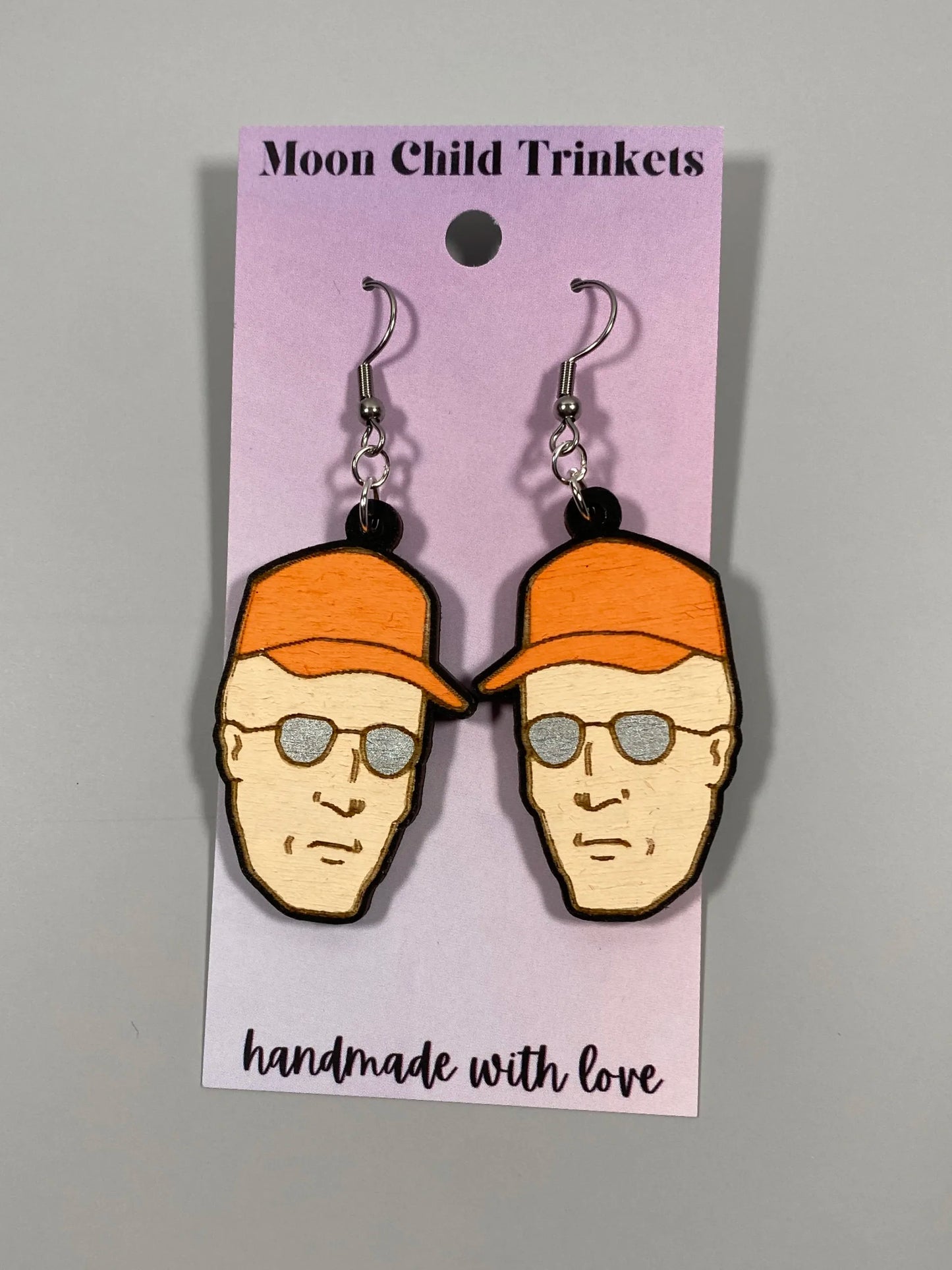 Dale Gribble Hand Painted Wood Dangle Earrings image 0