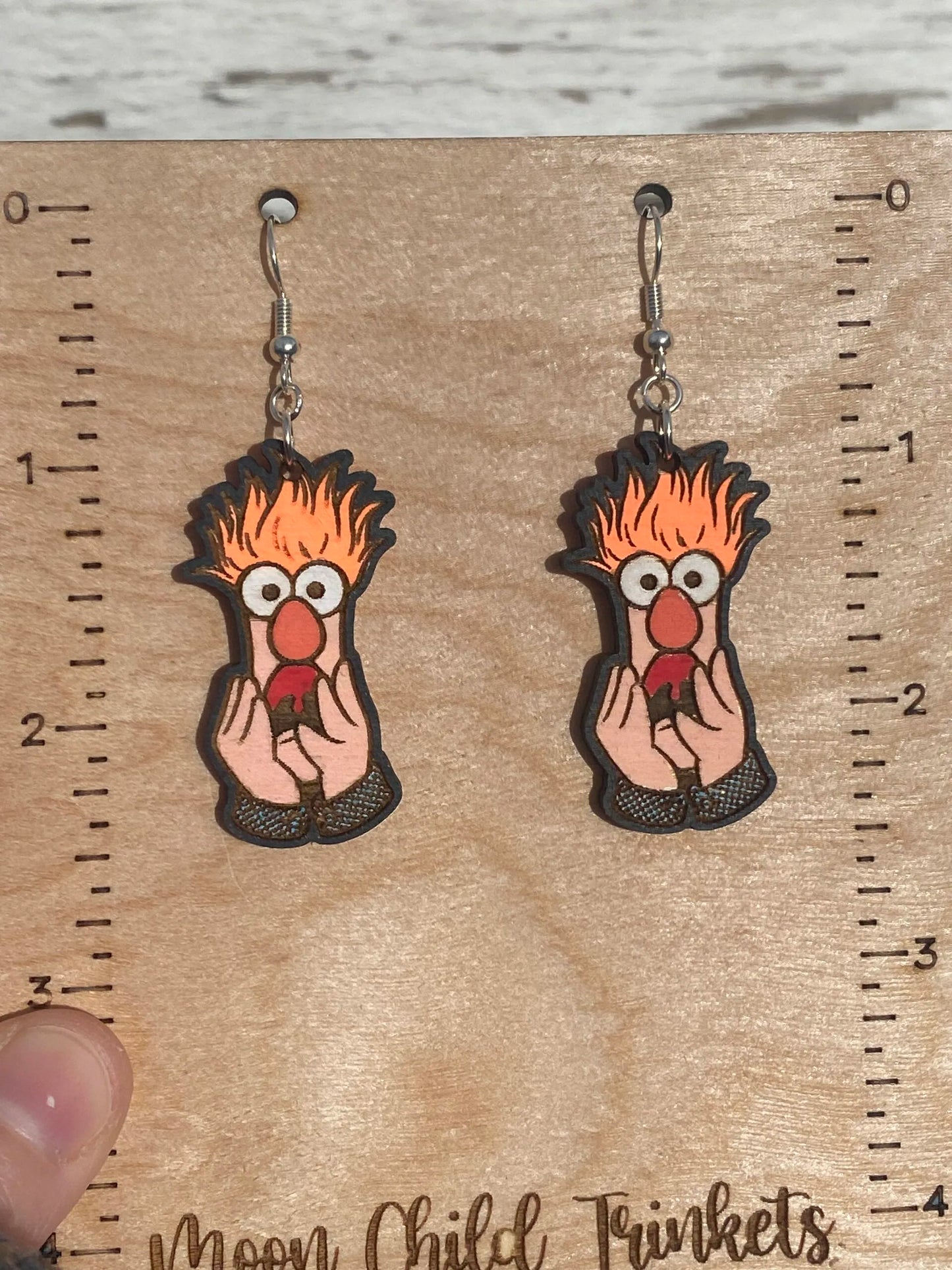 Muppets Beaker Hand Painted Wood Dangle Earrings image 0