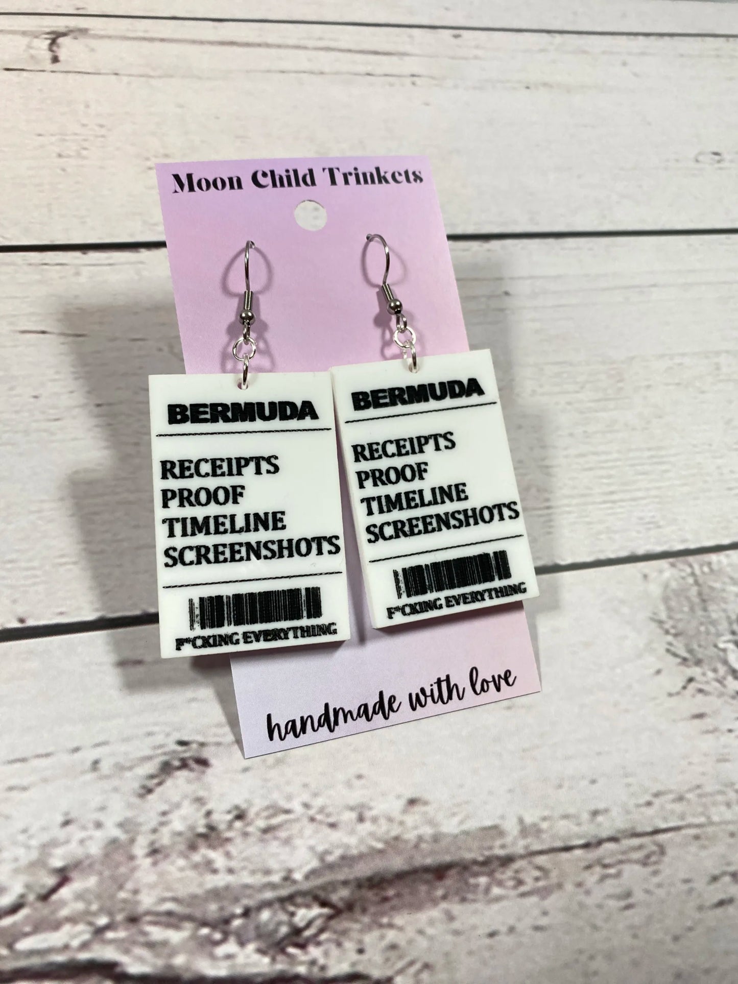 RHOSLC Inspired Bermuda Reciepts Hand Painted Dangle Earrings image 1