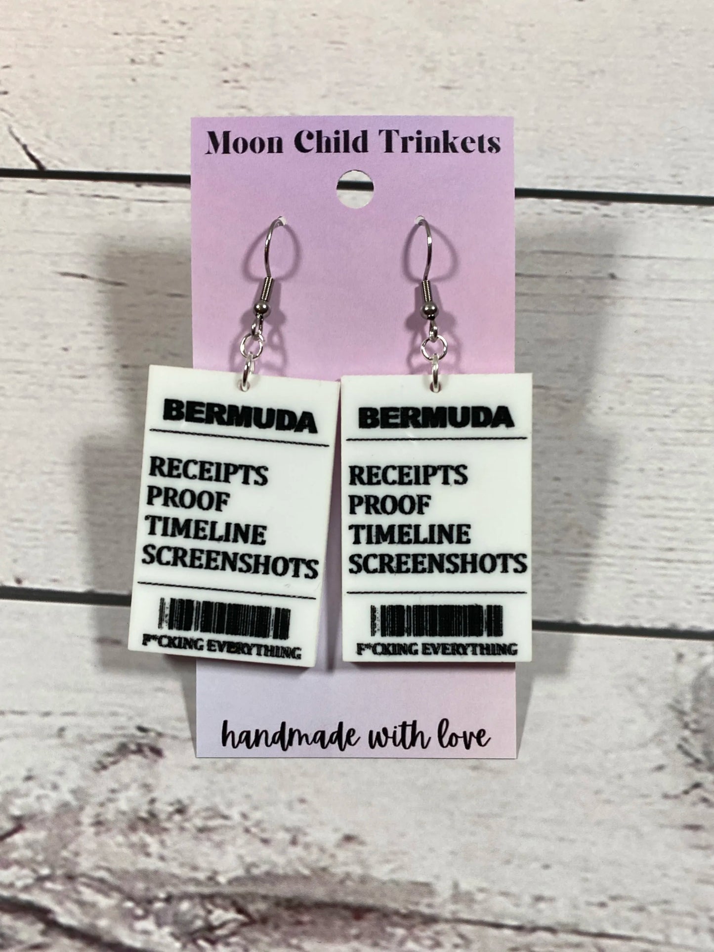 RHOSLC Inspired Bermuda Reciepts Hand Painted Dangle Earrings image 0