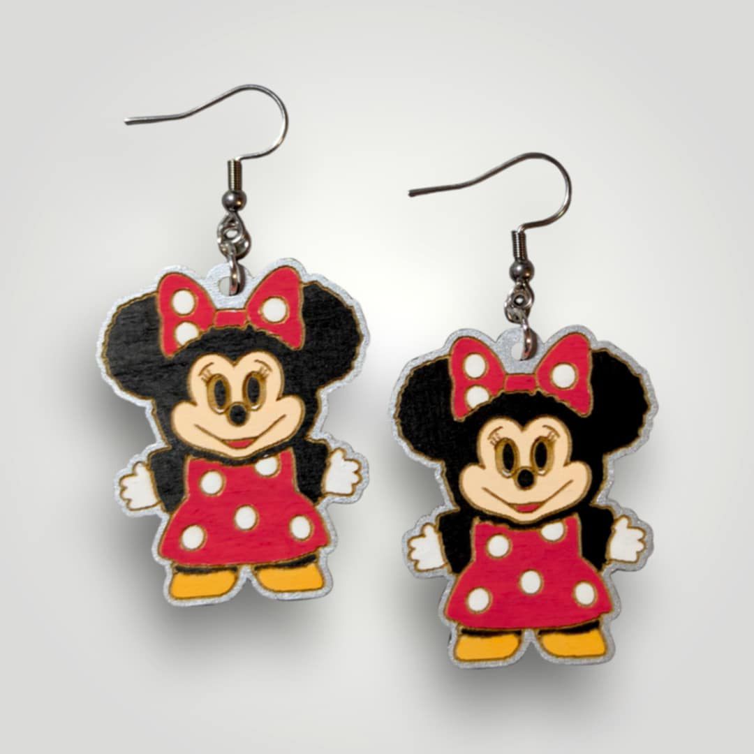 Minnie Mouse Mickey Family Hand Painted Wood Earrings