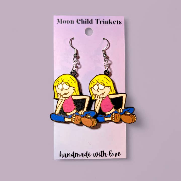 Lizzie McGuire Hand Painted Wood Dangle Earrings