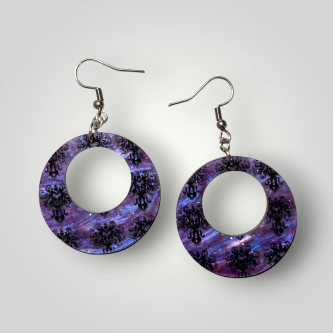 Haunted Mansion Wall Paper Hand Painted Acrylic Earrings