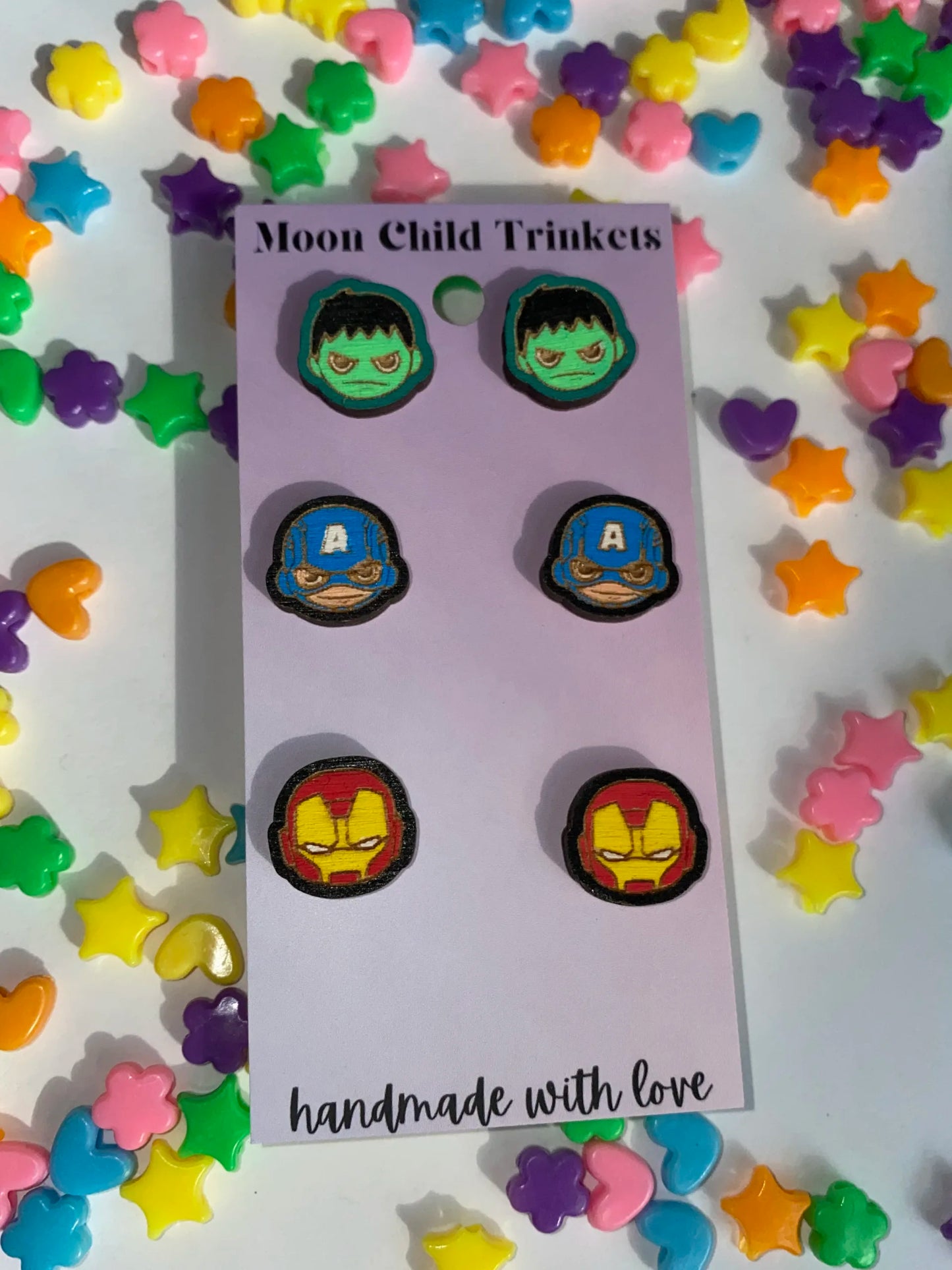 Avengers 3 Pair Stud Earrings Bundle image 1