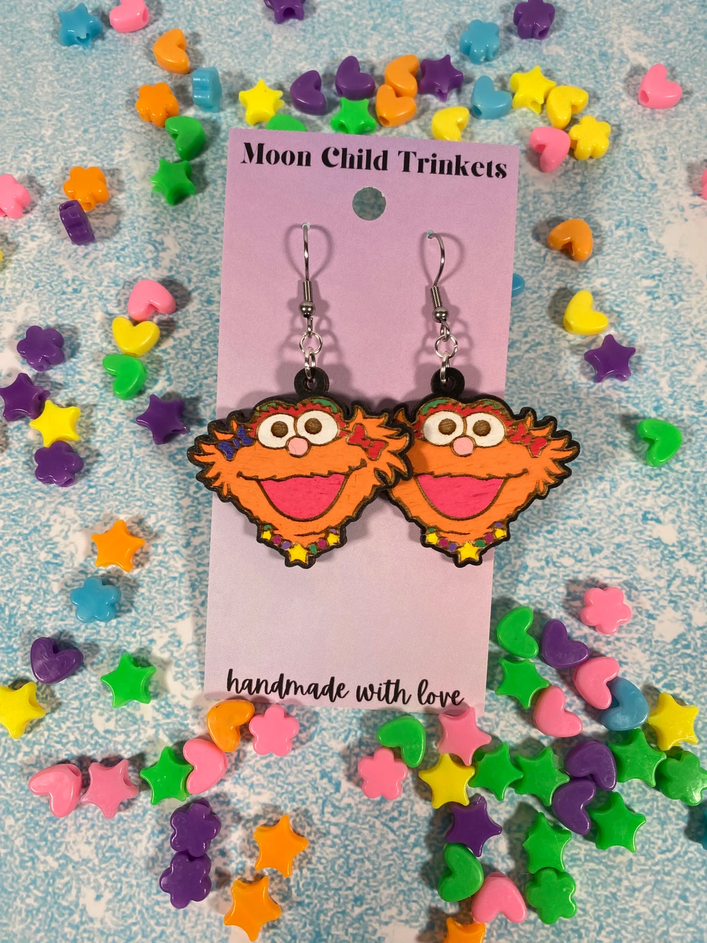 Zoë Hand Painted Wood Dangle Earrings - Sesame Street Collection image 0