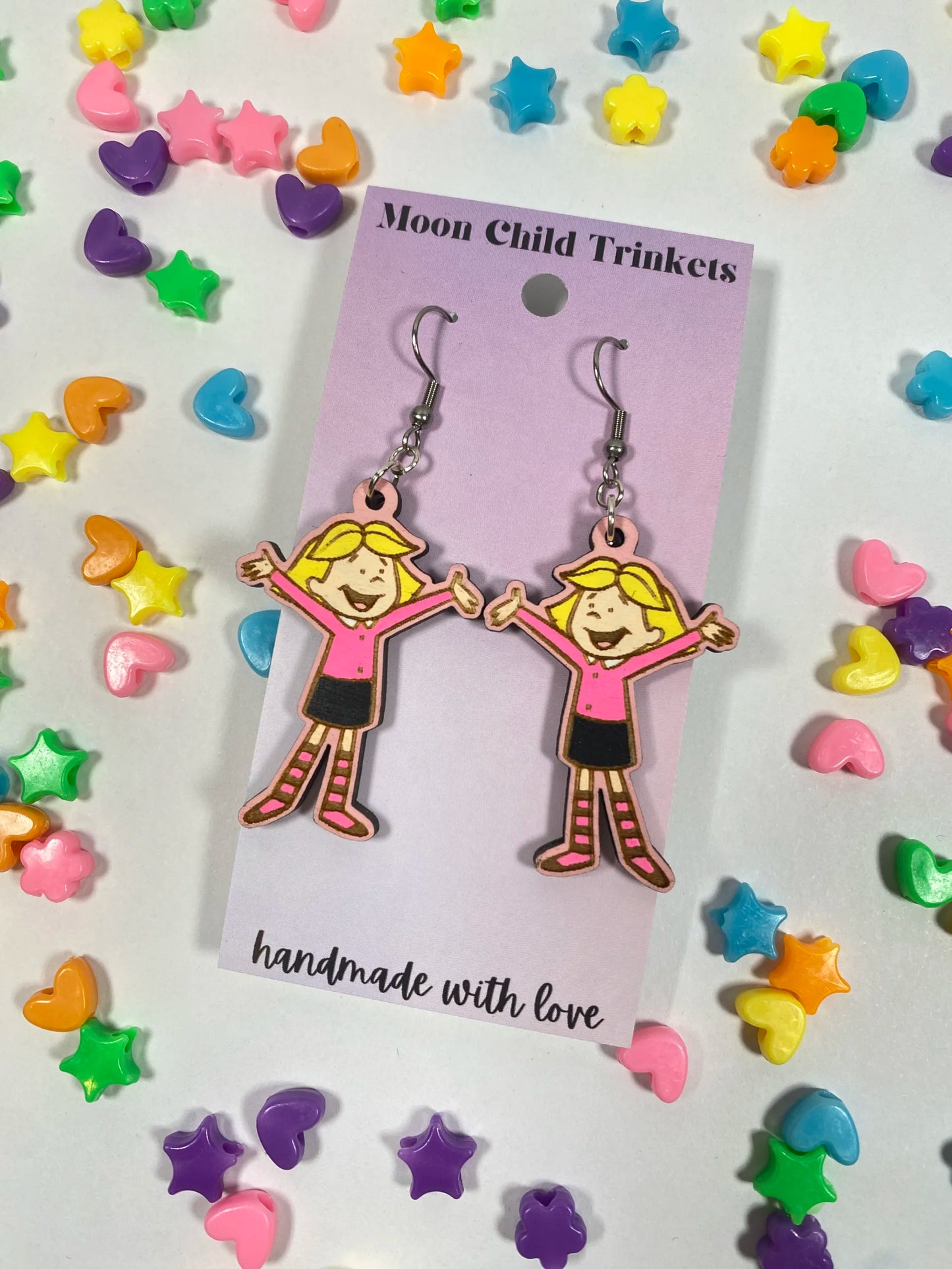 Emily Elizabeth PBS Inspired Hand Painted Wood Earrings image 1