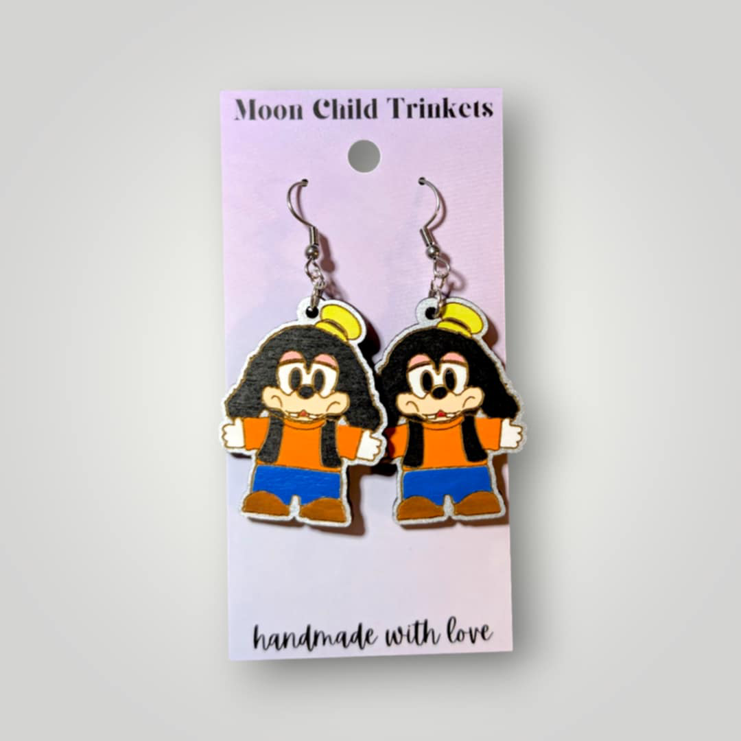 Goofy Mickey Family Hand Painted Wood Earrings
