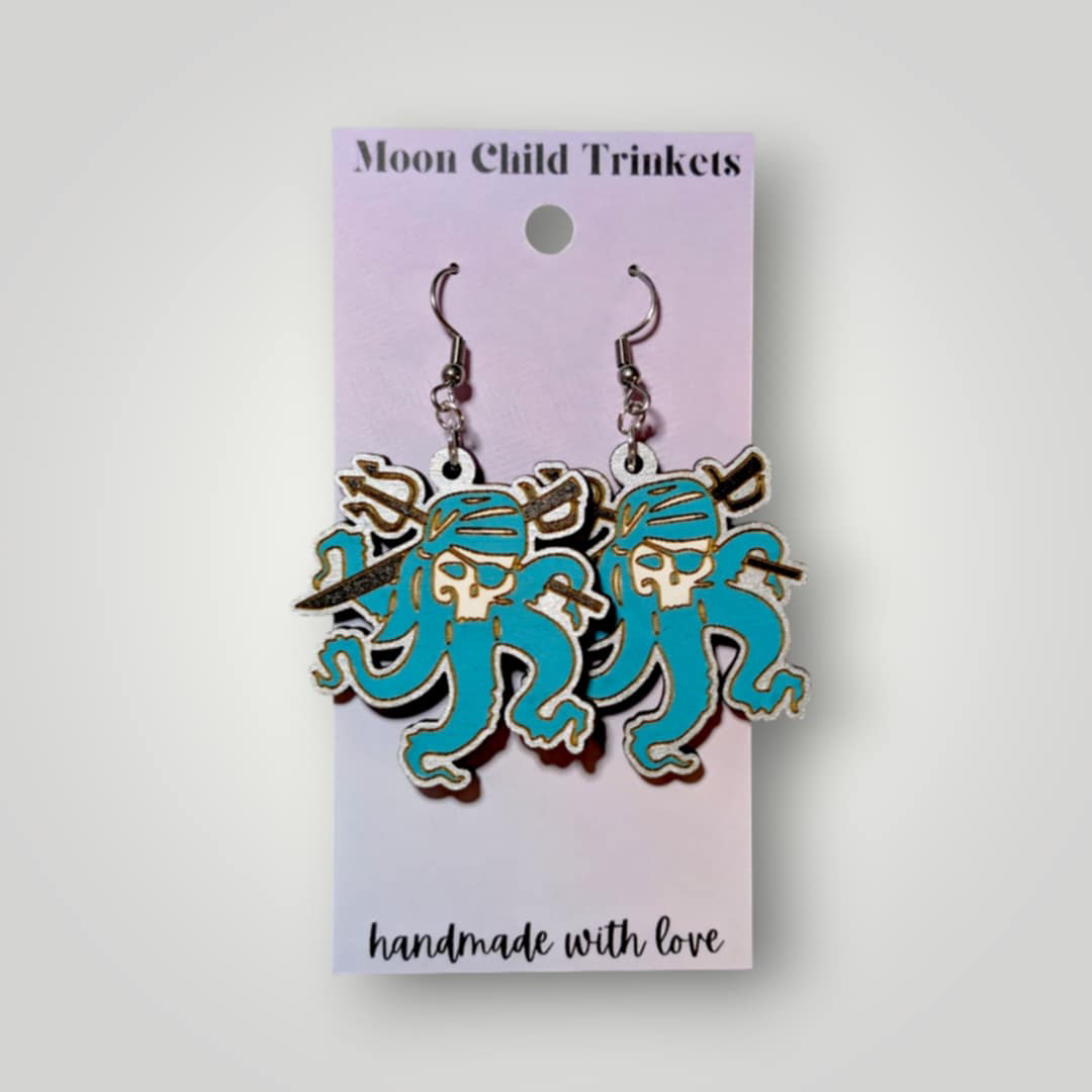 Uma Inspired Descendants Hand Painted Wood Earrings