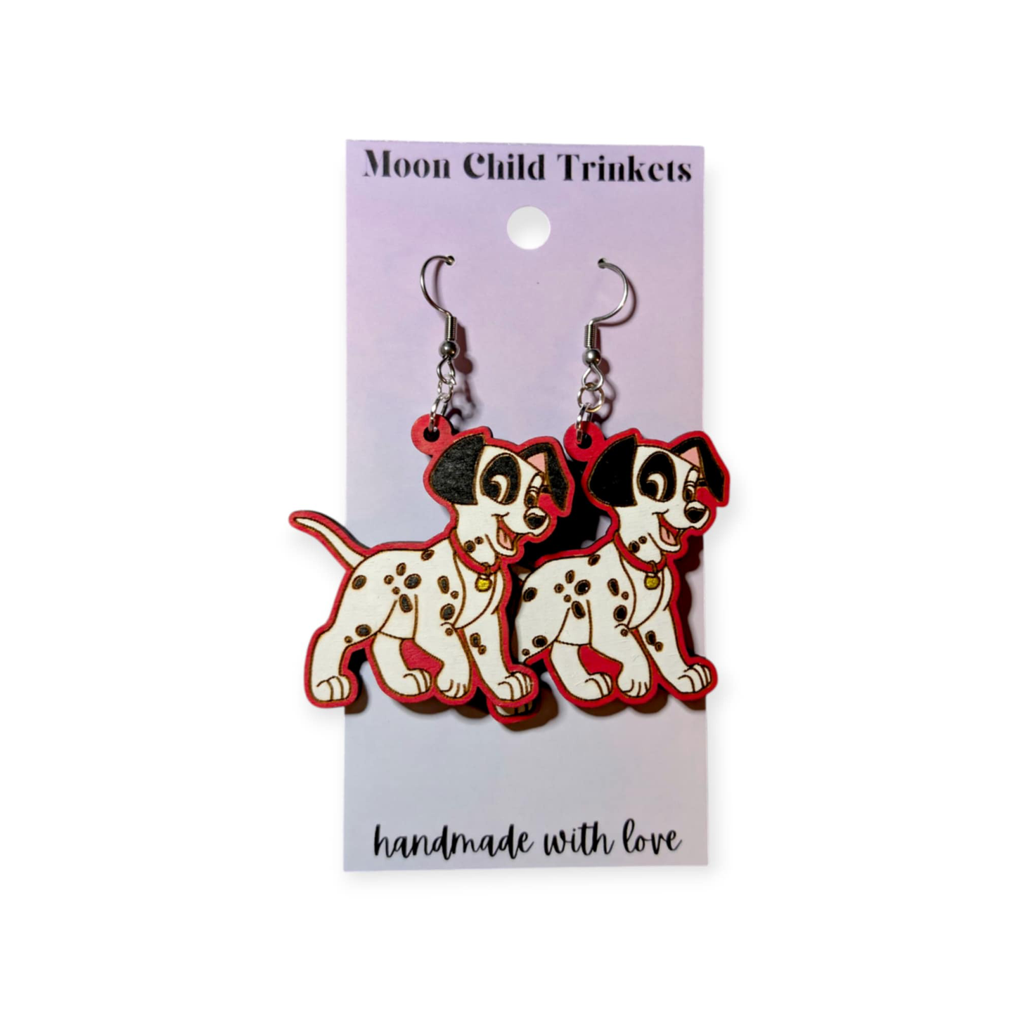 Patch 101 Dalmations Hand Painted Wood Earrings