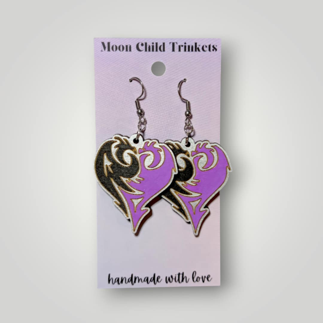 Mal Inspired Descendants Hand Painted Wood Earrings