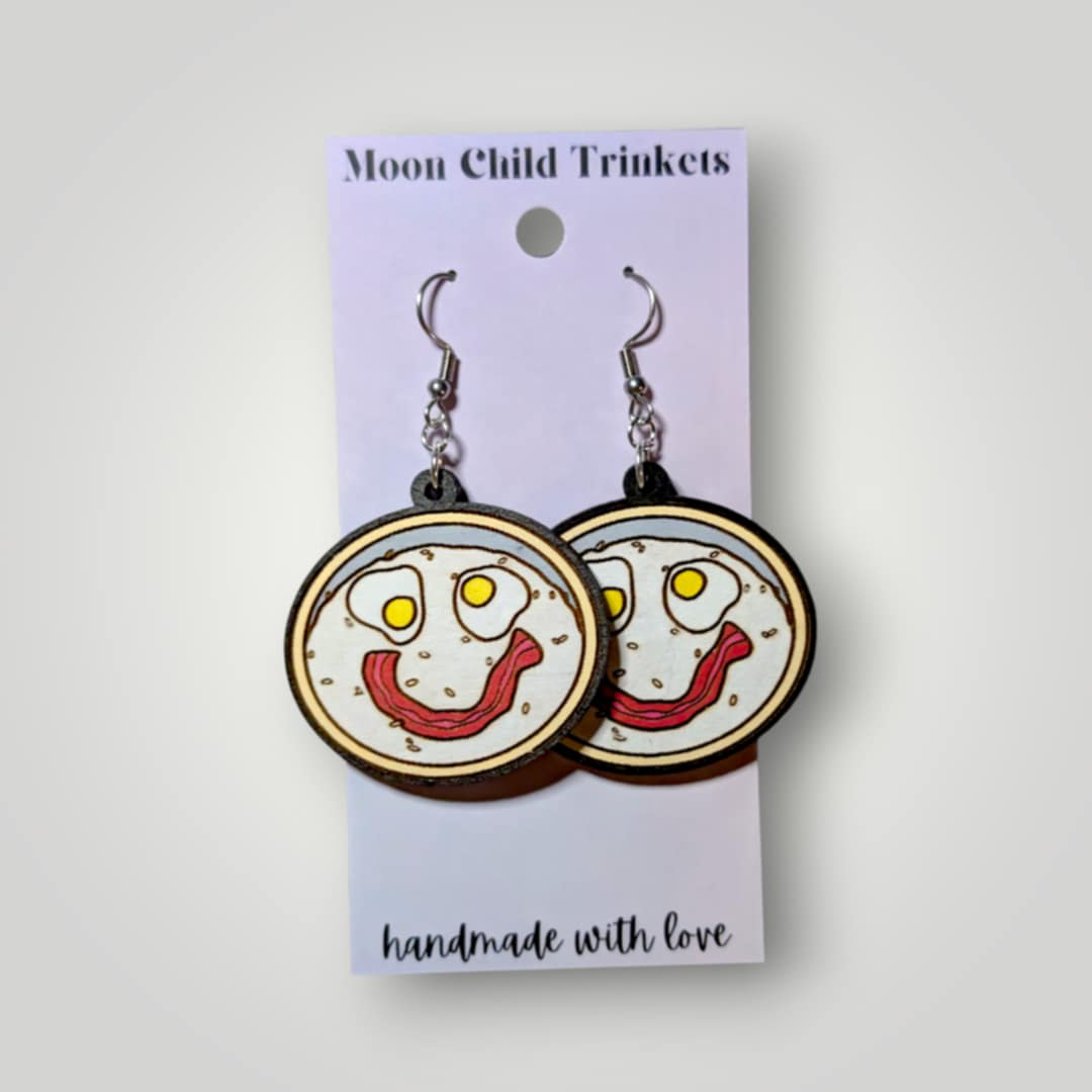 Mushu's Rice Porridge Hand Painted Wood Earrings