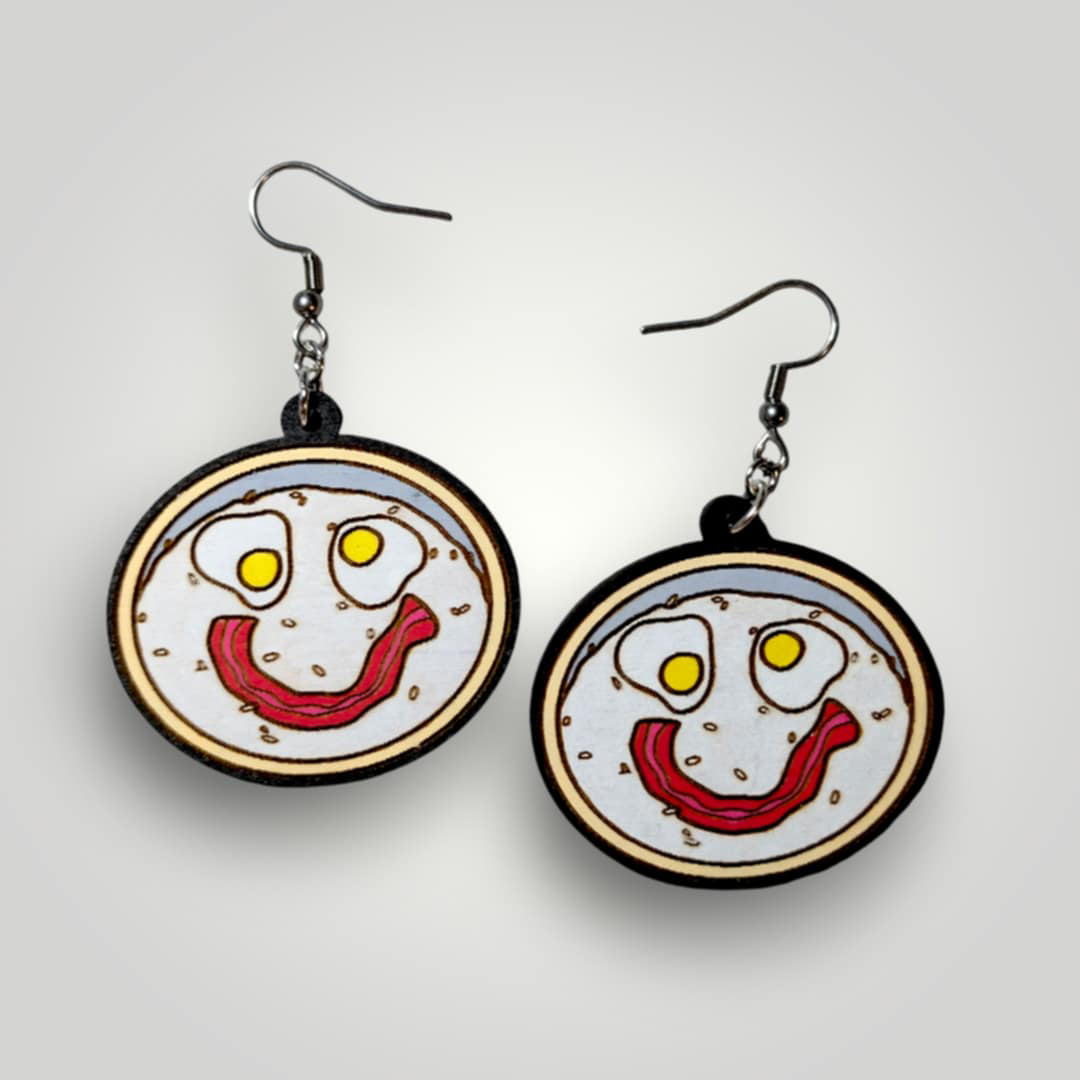 Mushu's Rice Porridge Hand Painted Wood Earrings