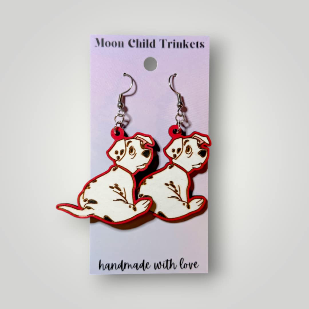 Rolly 101 Dalmations Hand Painted Wood Earrings