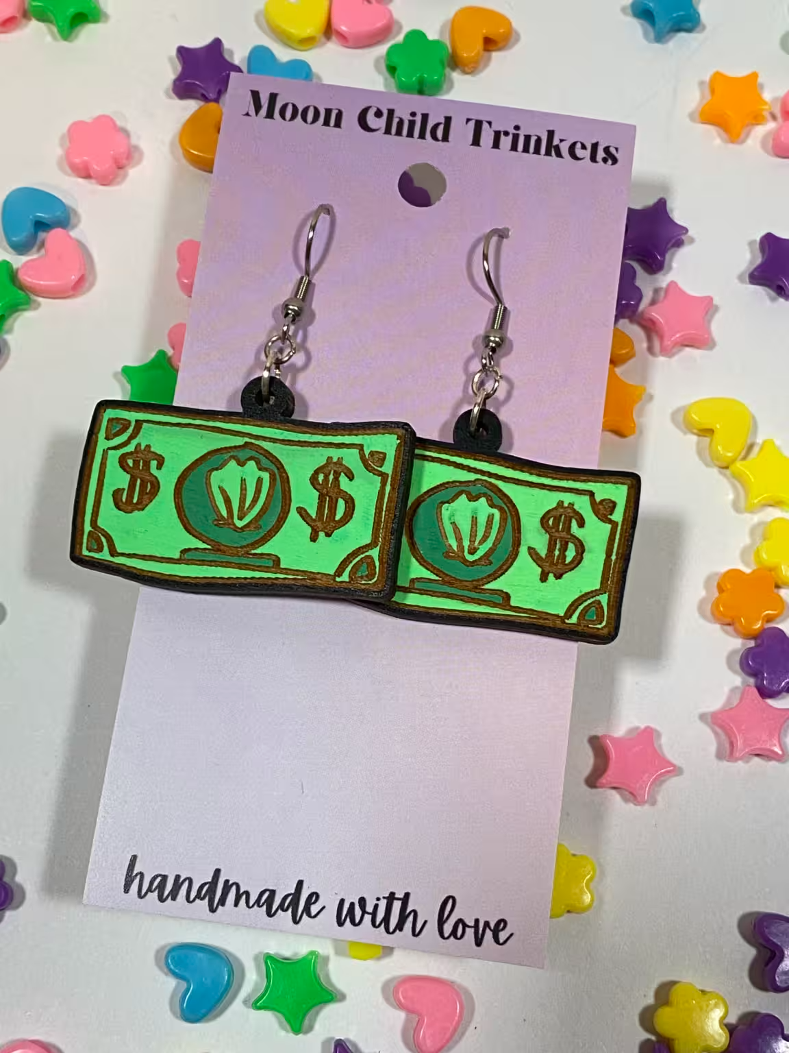 Mr Krab's First Dollar Hand Painted Earrings