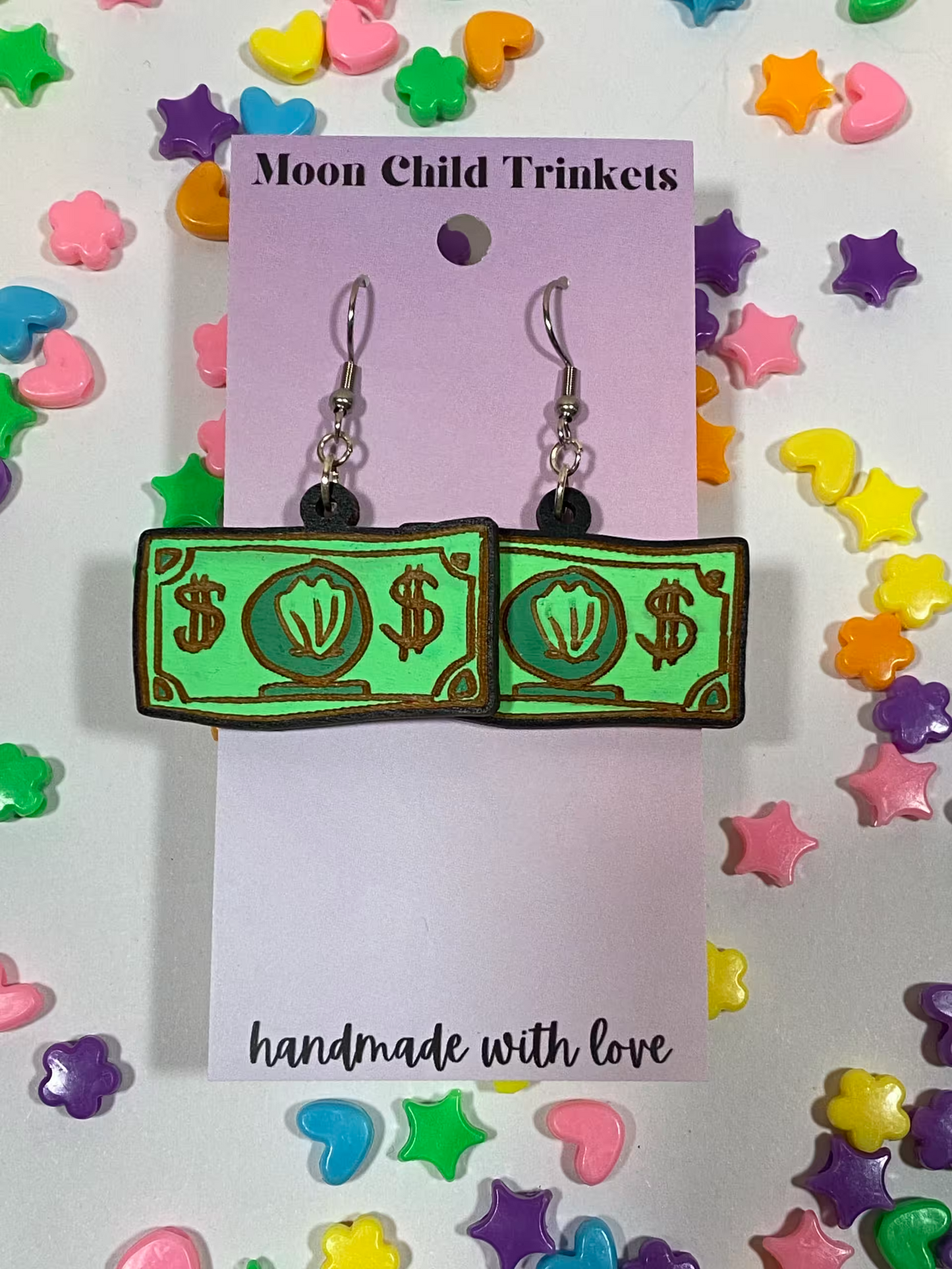 Mr Krab's First Dollar Hand Painted Earrings
