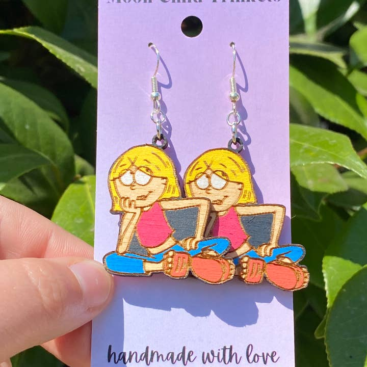 Lizzie McGuire Hand Painted Wood Dangle Earrings