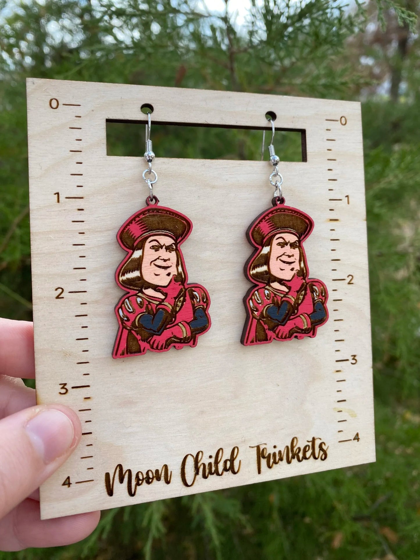Shrek Lord Farquaad Hand Painted Wood Dangle Earrings image 1