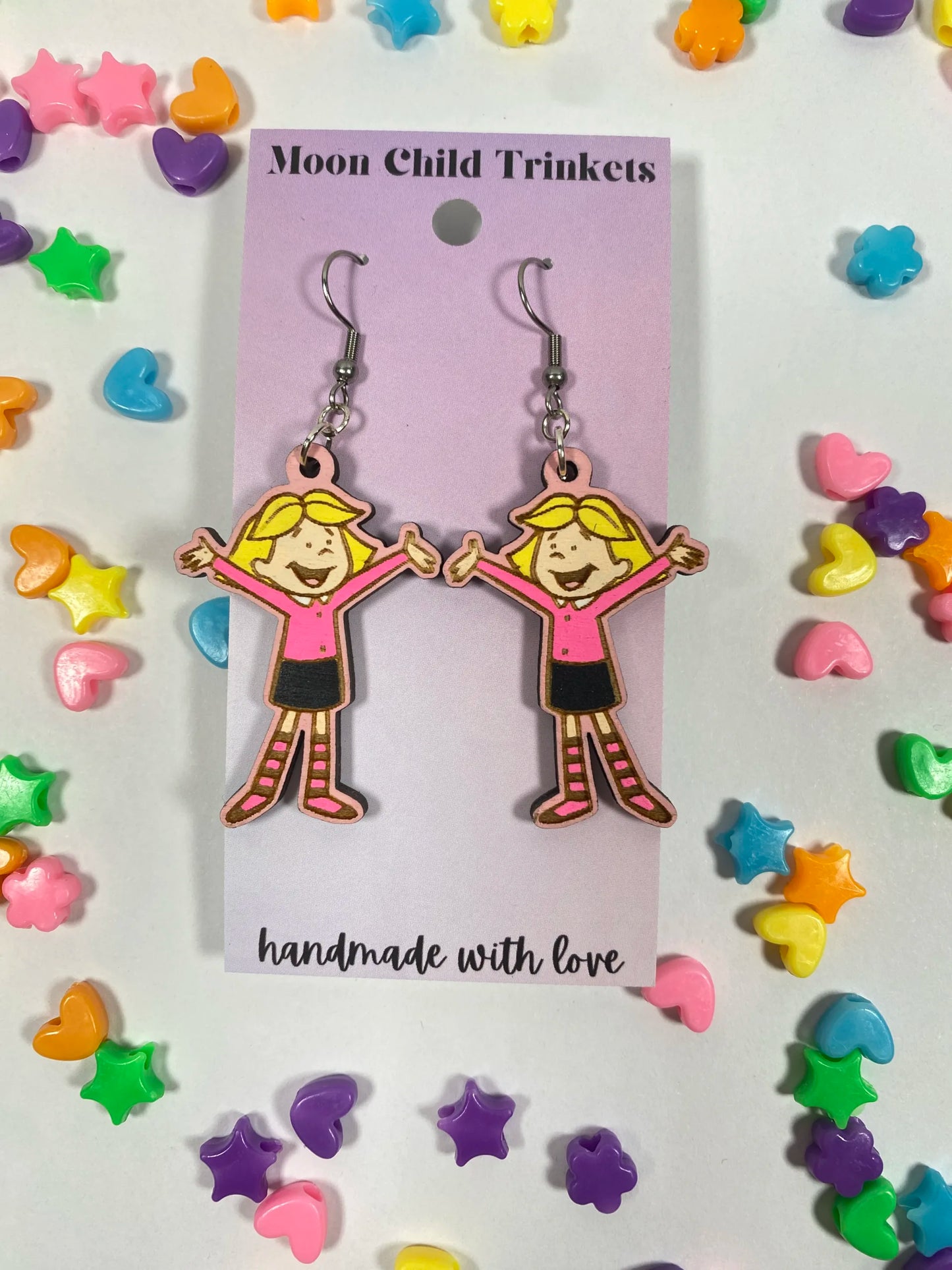 Emily Elizabeth PBS Inspired Hand Painted Wood Earrings image 0