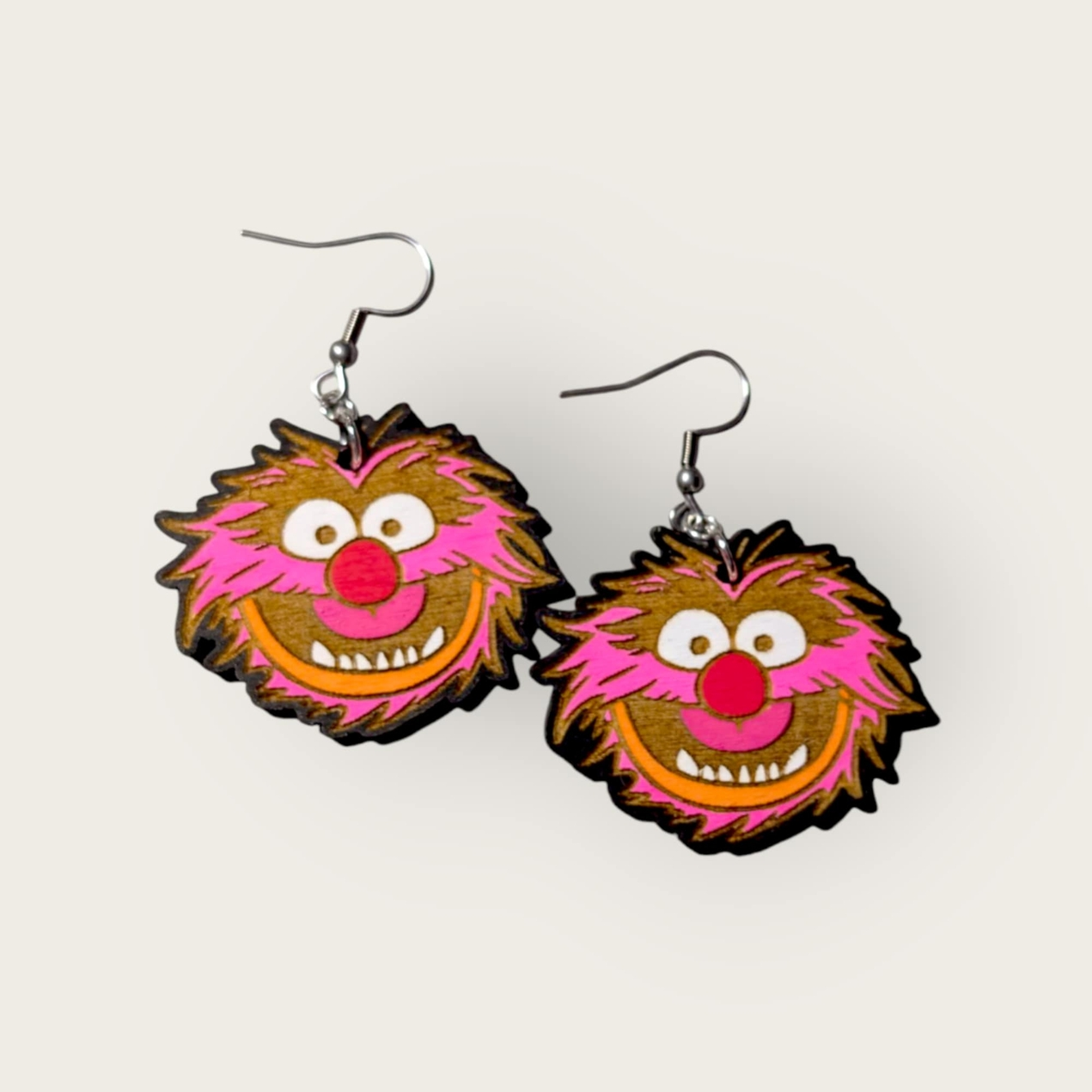Muppets Animal Hand Painted Wood Dangle Earrings