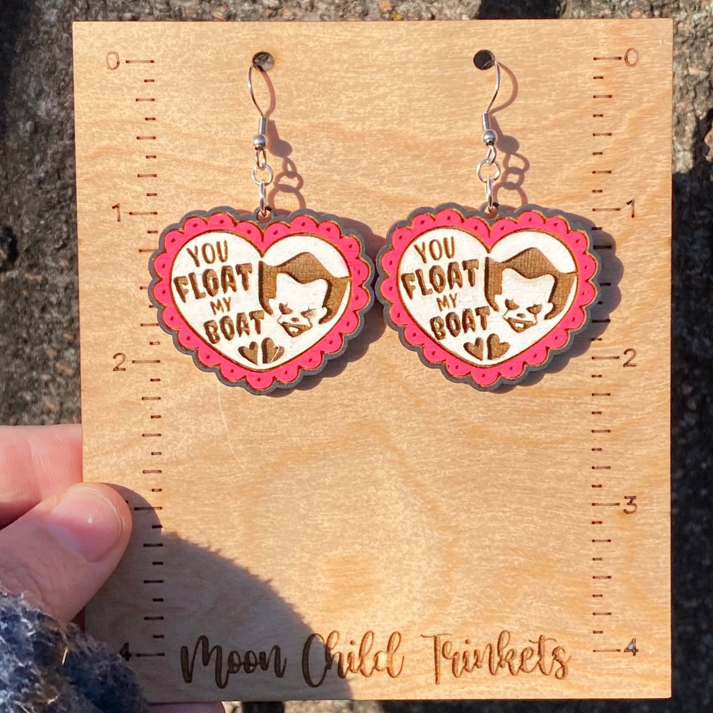 Pennywise Horror Valentine Hand Painted Wood Dangle Earrings image 1
