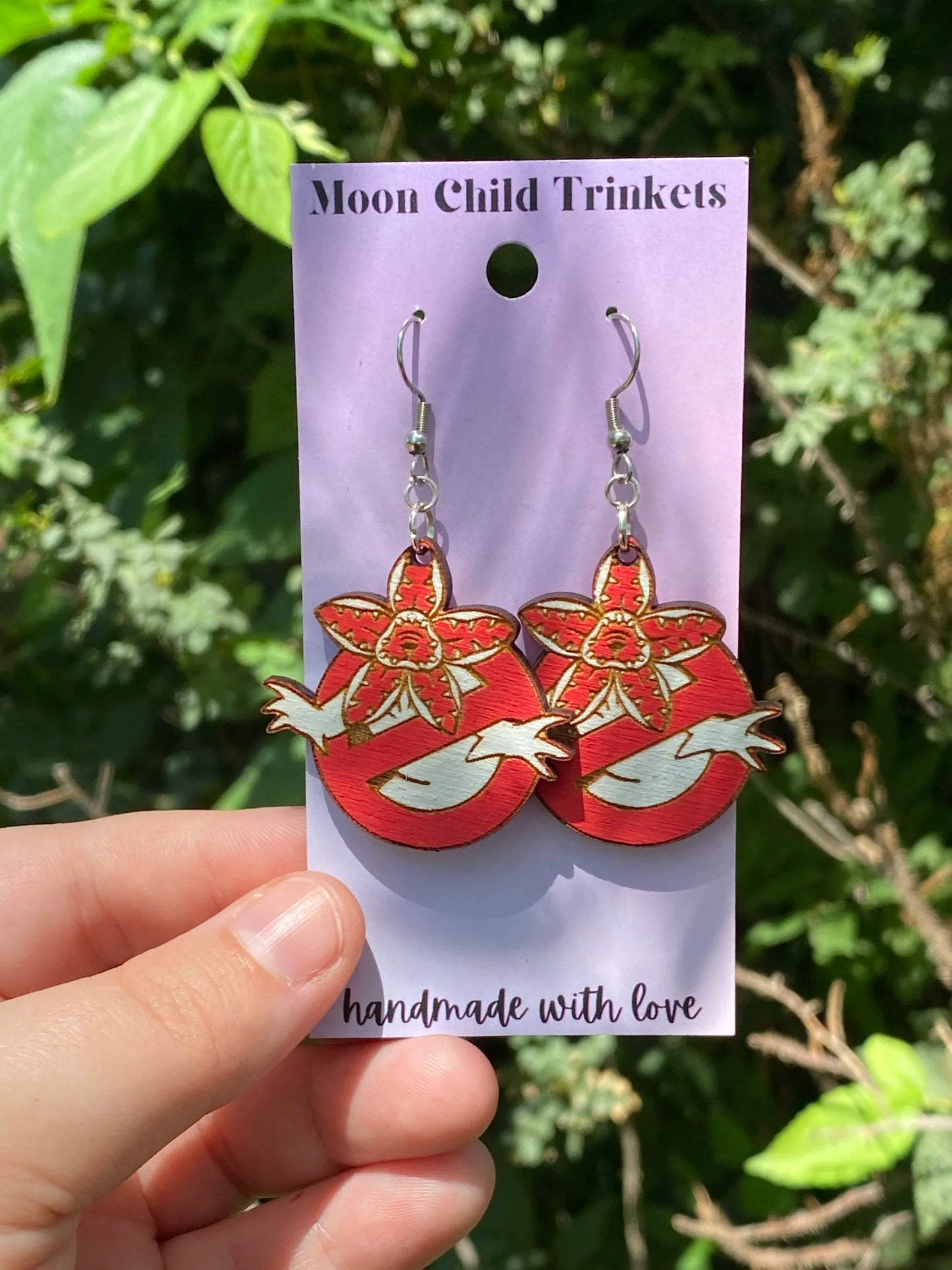Stranger Things No Demogorgons Hand Painted Wood Earrings image 1