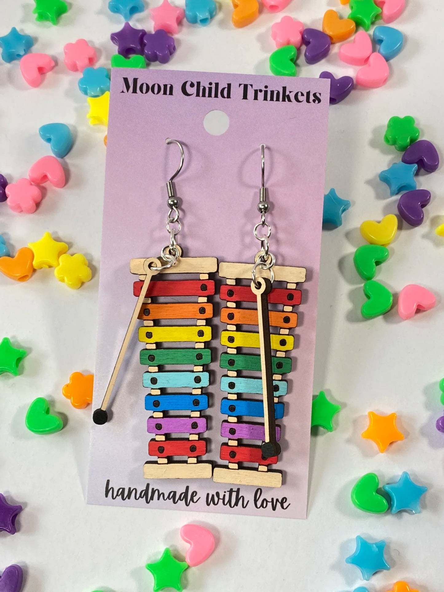 Xylophone Hand Painted Wood Dangle Earrings - Perfect Music Teacher Gift! image 3