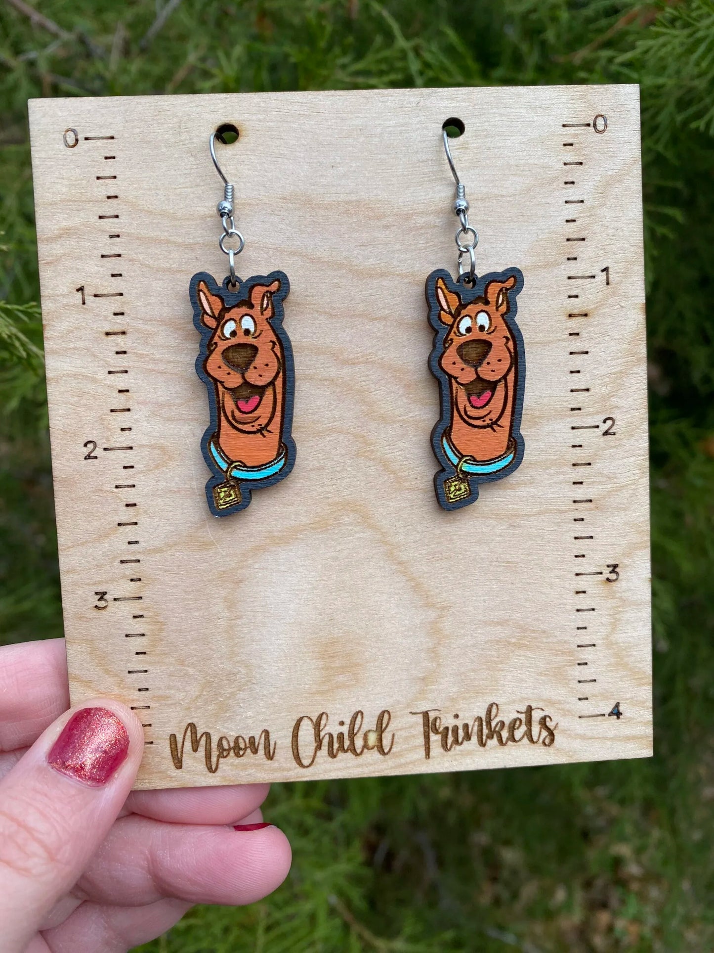 Scooby Doo Hand Painted Wood Dangle Earrings image 0