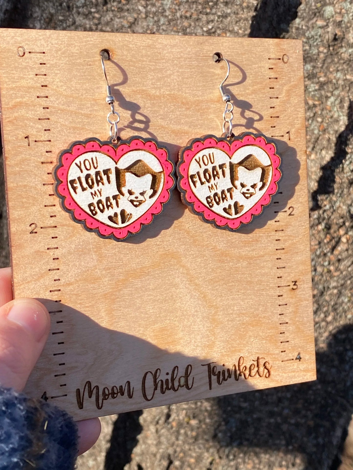 Pennywise Horror Valentine Hand Painted Wood Dangle Earrings image 2