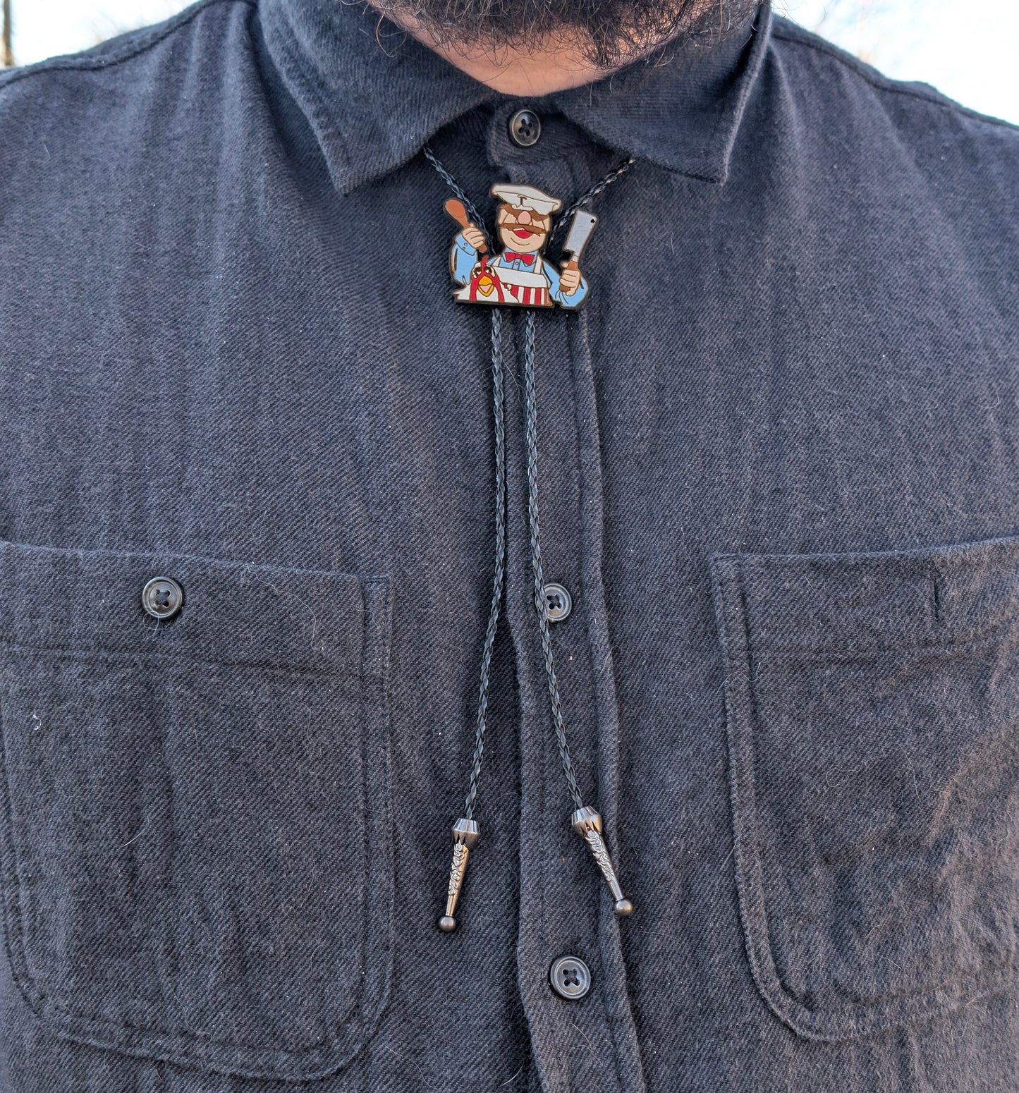 Swedish Chef Bolo Tie - Hand Painted Wood Bolo