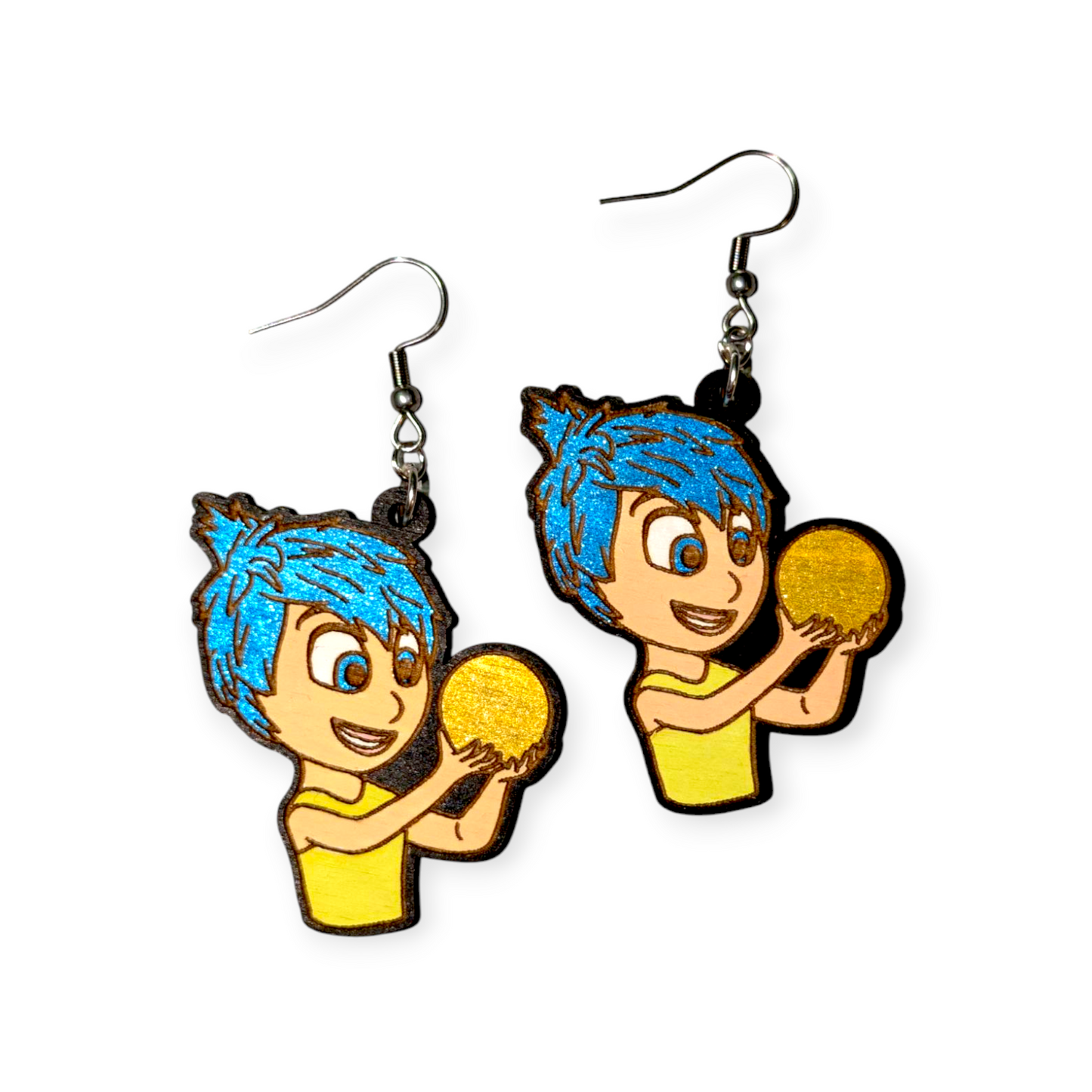 Joy Inside Out Hand Painted Wood Dangle Earrings