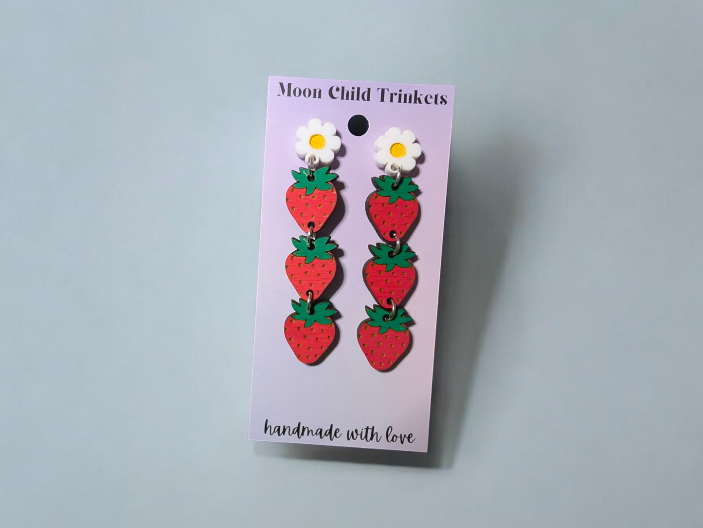Whimsical Strawberry Dangle Earrings