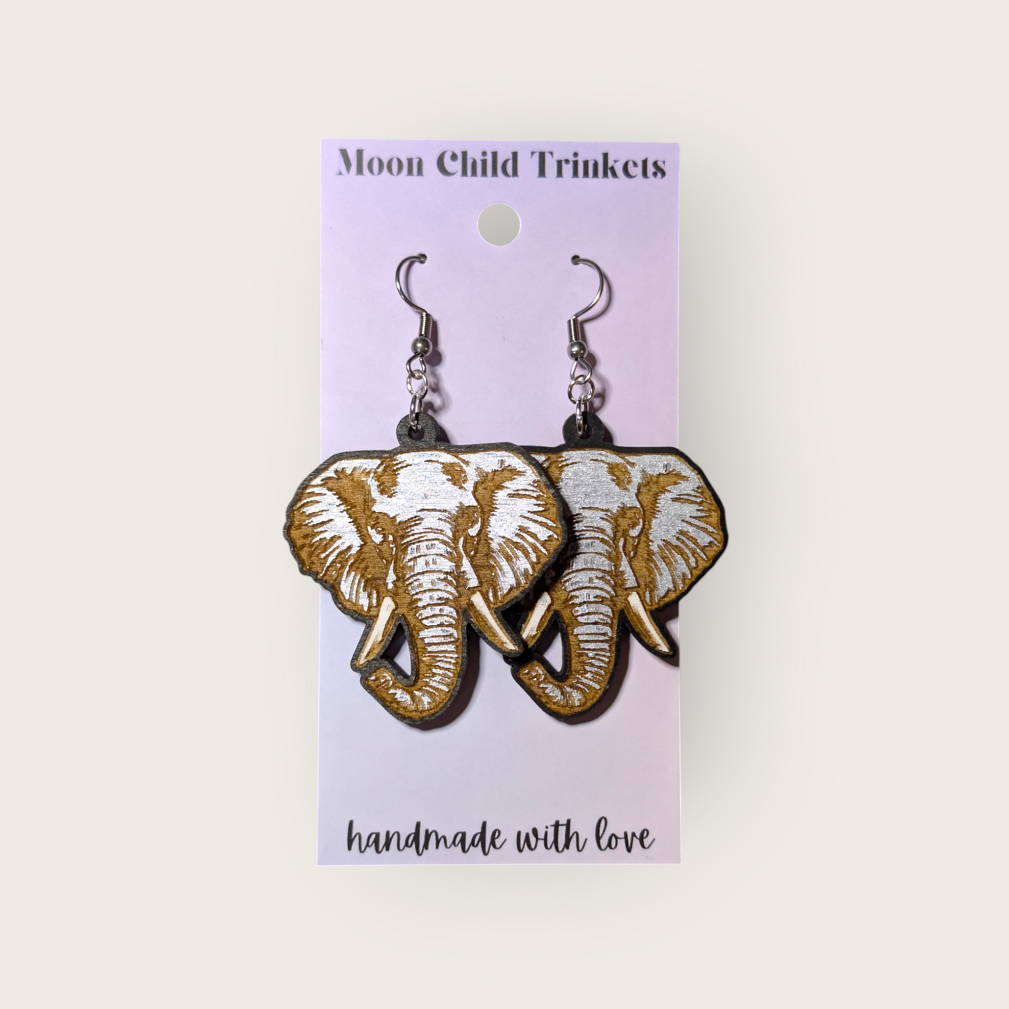 Elephant Hand Painted Dangle Earrings