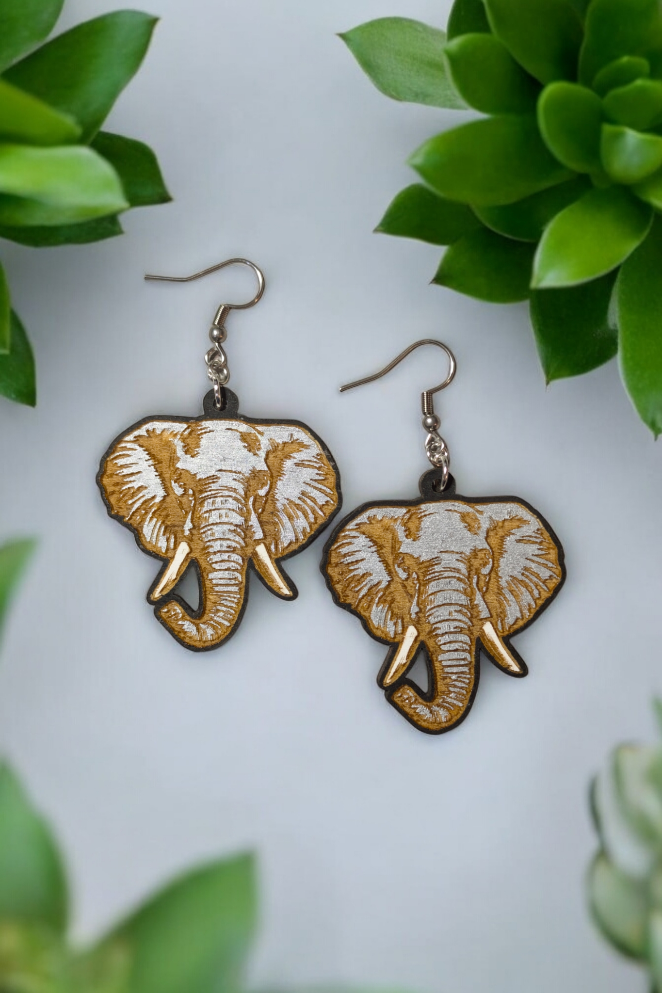 Elephant Hand Painted Dangle Earrings