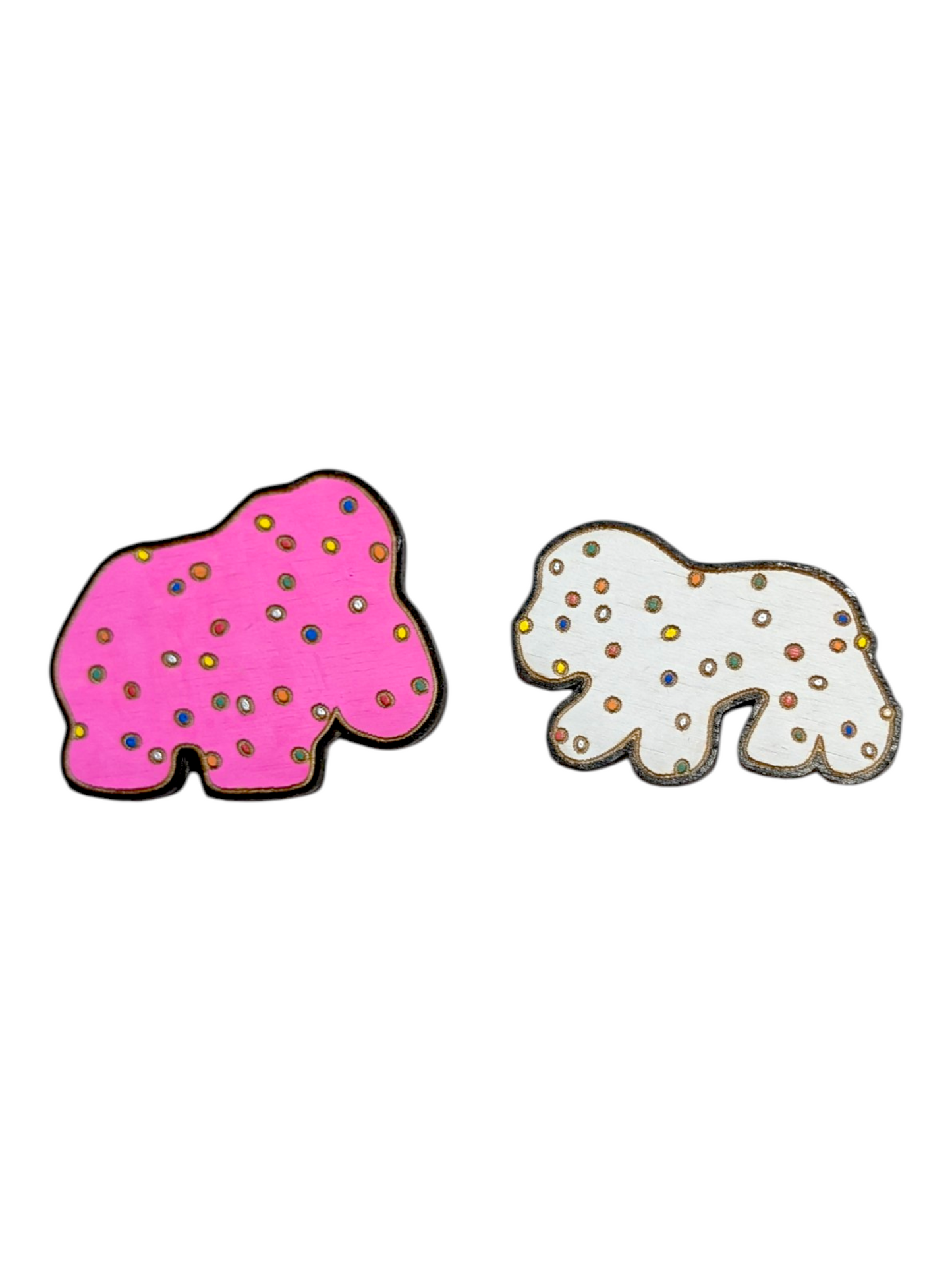 Circus Cookies Hand Painted Wood Brooch Back Pin
