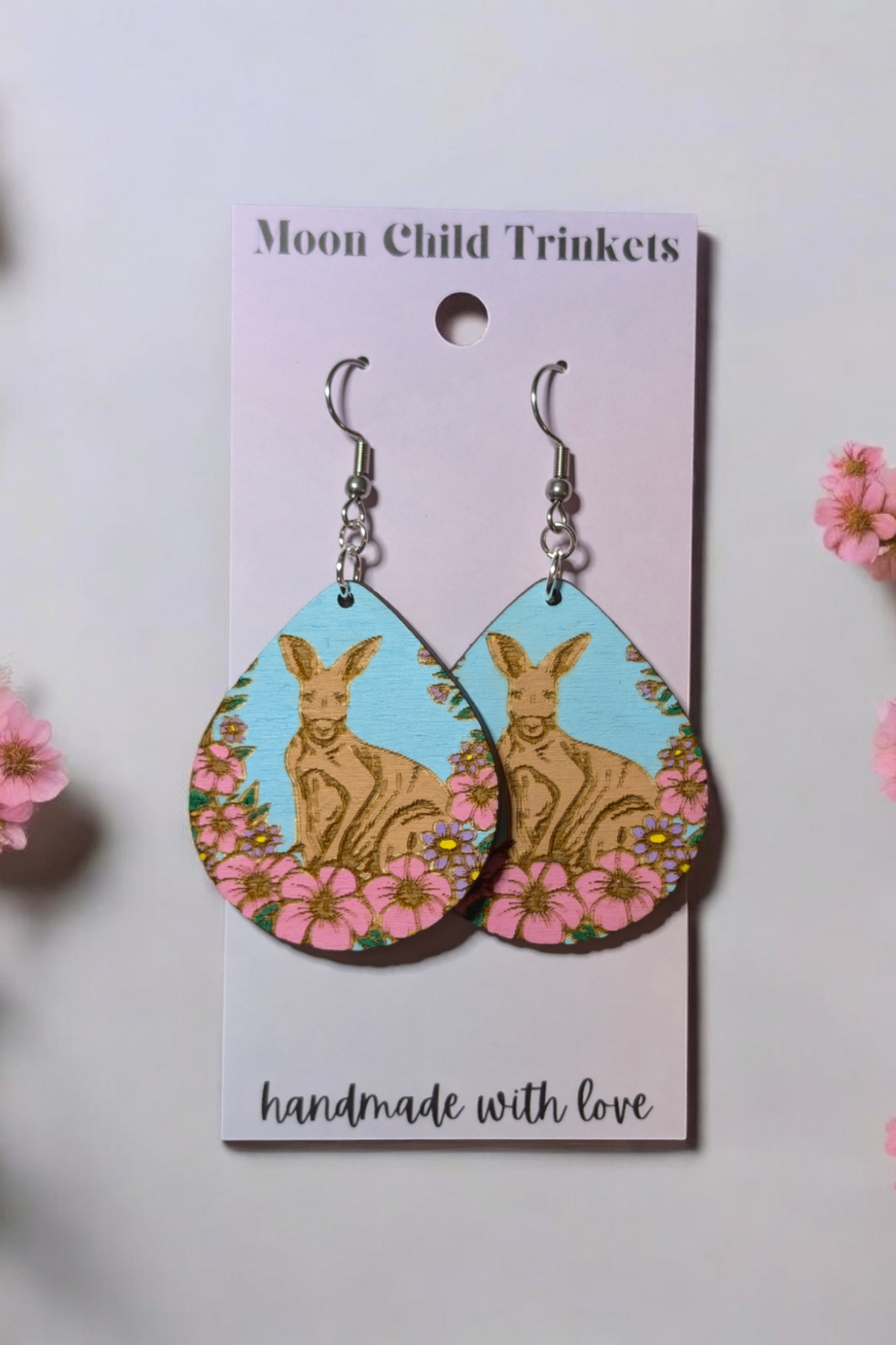 Kangaroo Hand Painted Dangle Earrings