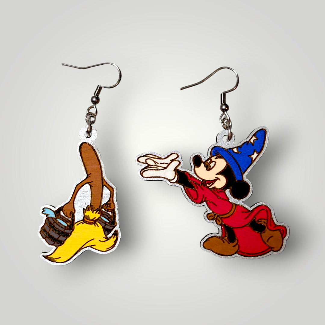 Sorcerer Mickey & Sorcerer's Apprentice Hand Painted Earrings